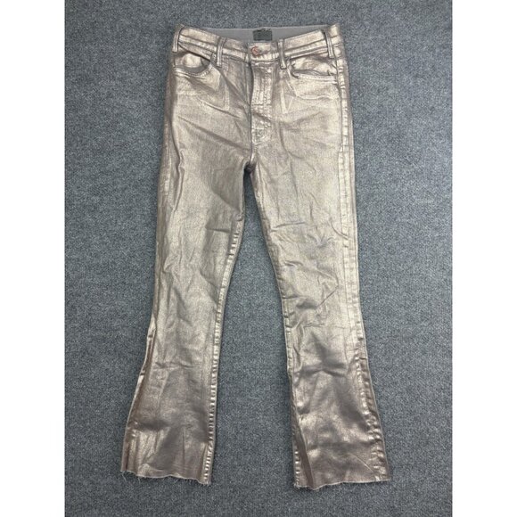 Mother The Hustler Ankle Fray Jeans Womens 28 Gold Mid Rise Flare 29x27.5 Denim